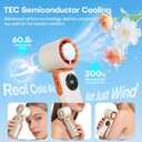 6000mAh Portable Handheld Fan with Ice Cooling, 199 Levels Stepless Speed, 20H Long Battery Life, 20000RPM Turbo Fan Rechargeable Personal Mini Fan for Travel, Outdoor, Makeup (White), Small
