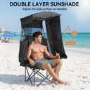 Huskfirm Camping Chair with Canopy Shade, Folding Chair with Canopy Black | Heavy Duty Beach Chair with Canopy Supports 330 LBS Oversized Canopy Chair with Cup Holders Carry Bag for Lawn Sports Fishing, Standard