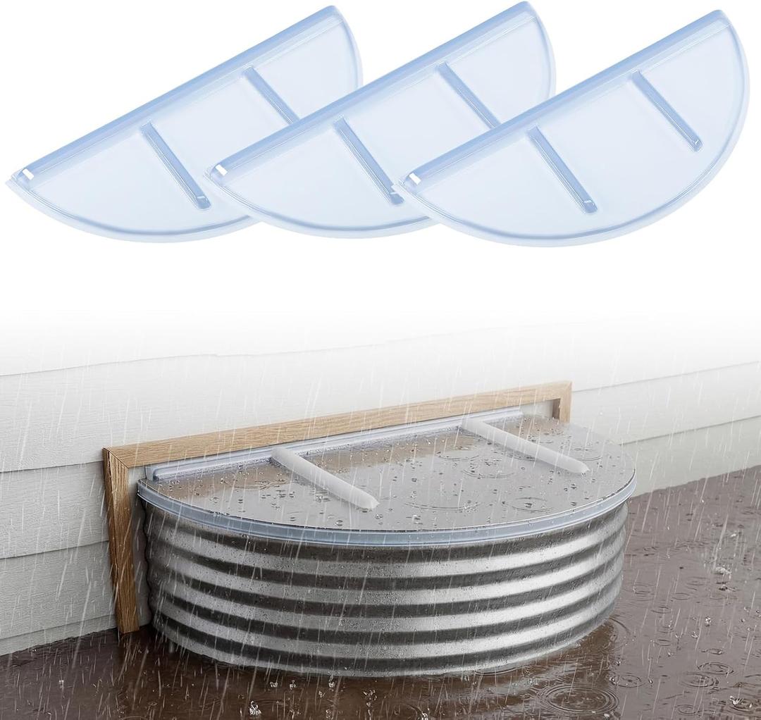 MorningRo 3 Pcs Round Flat Window Well Covers Plastic Window Well Cover for Snow and Rain 39" Length x 17" Depth x 2.5" Height for Basement and Outdoor Use
