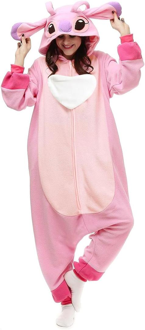 NAITOKE Animal Onesie Adults Halloween Costumes Cosplay Pajamas, Size 10 Years, Pink