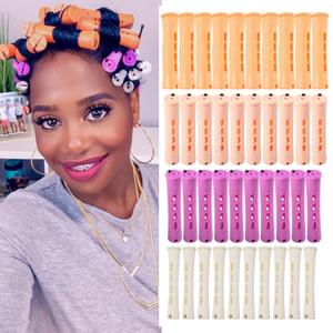 40pcs Perm Rods Set for Natural Hair 4 Sizes Cold Wave Rods Hair Rollers for Women Curling Rods for Long Medium Small Hair Curler Styling DIY Hairdressing ToolsOrange+Beige+Purple+white (1 Count (Pack of 40))