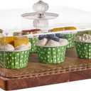 Cake Stand with Lid, 11.6 Square Small-Sized Cake Holder, Acacia Solid Wood Dessert Table Display Set, Charcuterie Board for Cheese ,Fruit Platter, Large Acrylic Cake Dome Cover