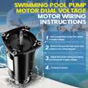 USQ1102 Pool Pump Motor 1HP, 48Y Frame Square Flange, 115/230V, 3450 RPM, 7.6/15.3A, Capacitor Start Single Speed, 1045 Steel Shaft, Fit for AO Smith/Hayward/Sta-Rite/Pentair Pool Pumps ASQ125
