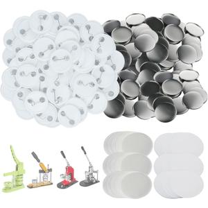300 Sets 25mm/1 inch Button Supplies Button Parts for Buttons Maker Machine 25mm, Round Badge Blank Buttons Pins, Includes Plastic Pin Back Cover, Metal Cover, Clear Film&Blank Paper