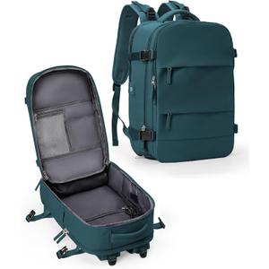 Travel Backpack For Women Men Carry On Backpack Flight Approved Gym Bag With Shoe Compartment Hiking Waterproof Laptop Backpack College Essentials Peacock Blue (Small)