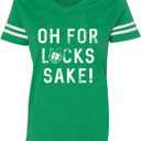 St Patricks Day Shirt for Women Irish Lucky Shamrock V-Neck Short Sleeve St Paddy's Day Tee Tops (XX-Large, Green7)