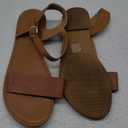 Verdusa Women's One Band Ankle Strap Flat Sandals Open Toe Walking Shoes (9.5, Brown)