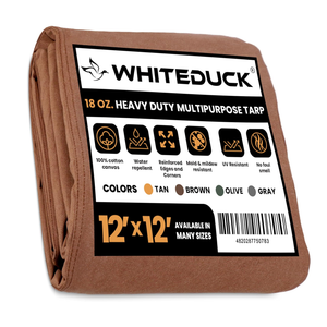 White Duck Outdoors Premium Heavy Duty Canvas Tarp Extra Reinforced For Greater Durability Cut Size 12x12 Finished Size 11"6"x 11'6"