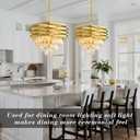 Modern Crystal Chandelier Gold Round Chandeliers for Dining Room Chandelier for Living Room Entryway Foyer Bedroom Kitchen Small Flush Mount Ceiling Pendant Light Fixtures 5-Lights W15.7