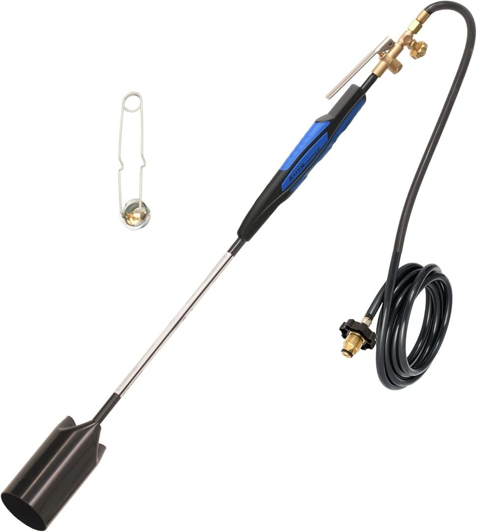 Flame King Propane Torch Kit Heavy Duty Weed Burner, 500,000 BTU with Flint Striker, with 10-ft Hose Regulator Assembly Flame King Propane Torch Kit Heavy Duty Weed Burner, 500,000 BTU with Flint Striker, with 10-ft Hose Regulator Assembly