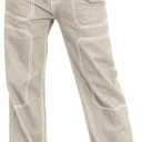Dokotoo Women's Casual Mid Waist Cargo Jeans Stretch Wide Leg Denim Pants with Pockets, Size S/M