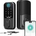 Keyless Entry Wi-Fi Smart Lock: Hornbill Fingerprint Lock for Exterior Doors, Biometric Smart Deadbolt Locks for Front Door, Keypad Deadbolt with Auto-Lock for Rentals Home, Matte Black