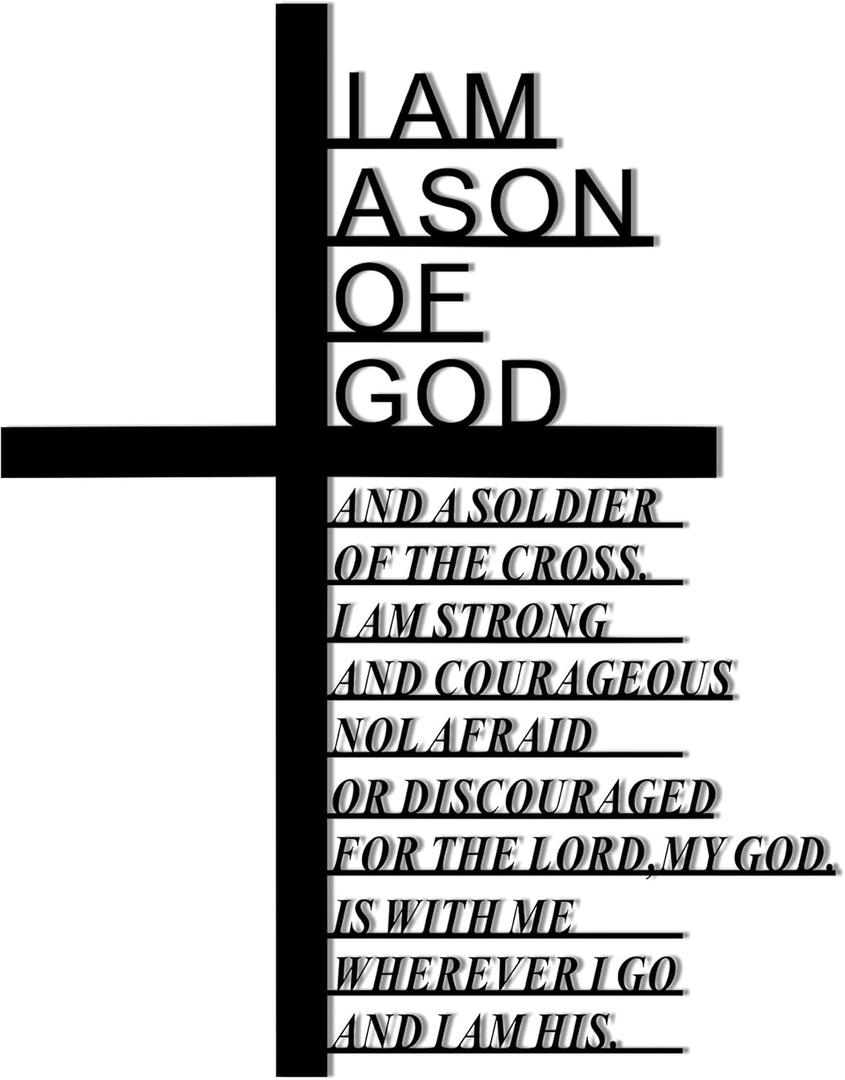 YATEASLU Metal Teen Boy Room Wall Decor - I Am a Son of God Motivational Wall Art, Cross Wall Decor for Mens Room Decor, Durable Metal Sign for Boys Room Decor