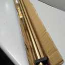 Double Curtain Rods for Windows, 1''Front and 5/8''Back Double Drapery Rods with Premium Aluminum Brackets and End Cap Finials, Adjustable Double Window Curtain Rod (Warm Gold, 36-72")