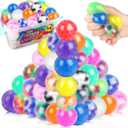54Pack Stress Balls, Squishy Squeeze Balls Bulk Fidget for Adults Squishy Balls Stress Relief Balls, Stress Balls for Adults, Party Favors, Goodie Bag Stuffers, Small