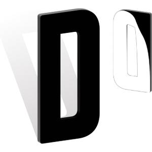 3 Inch Self Adhesive House Numbers, Acrylic Modern House Address Numbers and Letters, Black Adhesive Mailbox Door Number Letters for Office Hotel Apartments Outside (D)