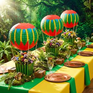 Leinuosen 6 Set Wizard Party Decorations Hot Air Balloon Table Centerpieces Decor for Baby Shower DIY Lantern Box with Stick Adhesive Rope for Wedding Birthday Gender Reveal Princess and Witch Party