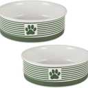Bone Dry Paw & Patch Ceramic Pet Collection, Large Set, 7.5x2.4, Hunter Green, 2 Piece, 5742