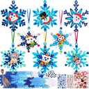 Ruicnte 24 Sets Christmas Craft Art Kits for Kids,DIY Winter Snowflake Crafts with Penguin Snowman Santa Sticker for Christmas Tree Ornaments Decoration for Home Classroom Activities Favors