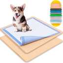 TidyFriend 2 Pack Dog Pee Pad Holder Tray - Fits Up to 24 x 24 Pee Pad Holder for Dogs - Stable Grip, Raised Edges, Quick-Wipe Silicone Surface Dog Pad Holder for Indoor Flooring Protection (Beige)