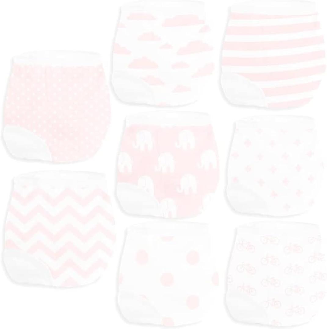BaeBae Goods Potty Training Underwear for Girls 8 Piece, Absorbent Cotton Baby Toddler Training Pants 12M 2T 3T 4T 5T (Pink)