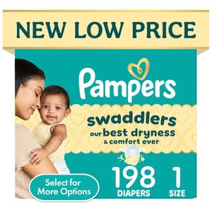 Pampers Swaddlers Baby Diapers Size 1, 198 Count (Select for More Options)