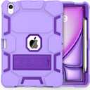 CCMAO for iPad Air 11 Inch Case M3/M2 2025/2024, iPad Air 5th Generation 2022/iPad Air 4th Gen 2020 10.9 Inch with Pencil Holder and Kickstand, Heavy Duty Shockproof Protective Cover, Lavender Purple (01 Light+Dark Purple)