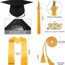 Syhood 4 Pieces 2026 Unisex Graduation Matte Gown Cap Tassel Stole Set Honor Cord for Graduation (Black), 48'', Fits Height 5'3-5'5''
