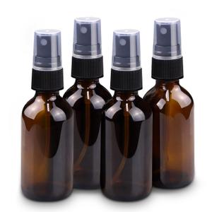Wedama 2 oz Mini Glass Spray Bottles, Empty Small Spray Bottles with Funnel Dropper, Fine Mist for Hair, Travel, Plants, Cleaning Solutions and Skin Care (4 Pack Amber) (2 Ounce (Pack of 4))