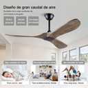 52 Inch Ceiling Fans Without Lights, Indoor/Outdoor Ceiling Fan no Light,3 Solid Wood Blades, Black Ceiling Fan for Living Room Patios Bedroom Porch (Gray Drawing Lines Blades)