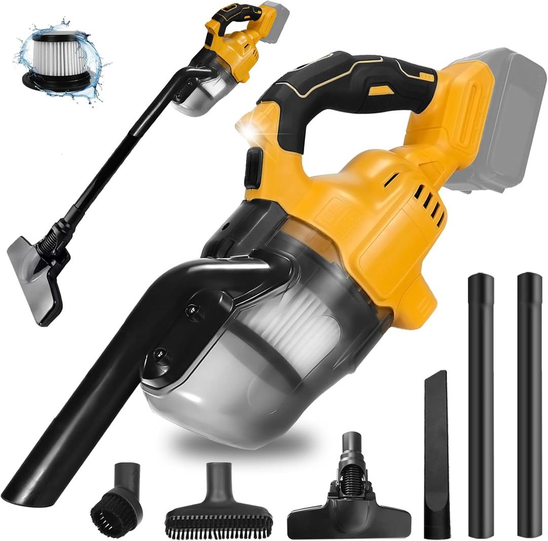 Cordless Handheld Vacuum Cleaner Compatible with Dewalt 20V Battery, 400W Powerful Motor Electric Vacuum Cleaner with 4 Multi Nozzle, 20000Pa 20V Vacuum for Car&Home Cleaning(Tool Only)