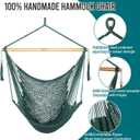 JoyView Hammock Chair with Spreader Bar Caribbean Hammock Swing Chair 300 LBS Weight Capacity XL Rope Hanging Chair for Outdoor Indoor Garden Yard - Green