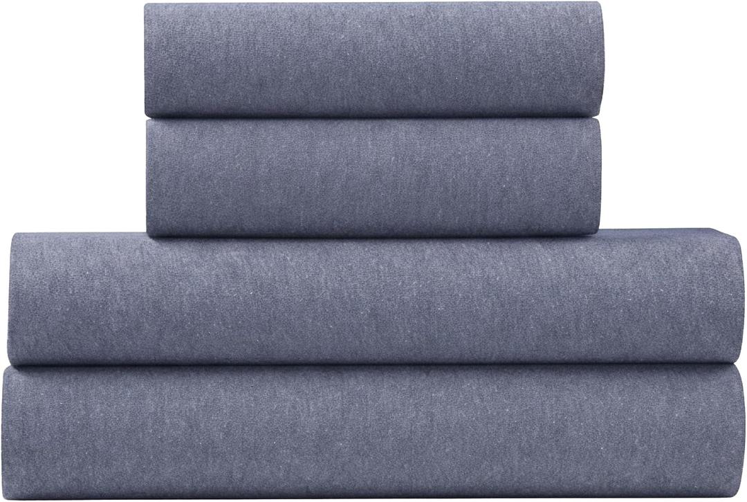 U.S. POLO ASSN. Jersey Knit Sheet Set, Cotton Blend, T-Shirt & Pajama Feel, Deep Pocket, Wrinkle-Resistant, Cooling & Breathable, Everyday Comfort Stretch