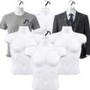 Lallisa 6 Pack Male Mannequin Torso with Hanging Hook for Display, White
Half Male Dress Form Mannequin Body, Rounded Waist Hollow Back, Suit Shows Photo Design Sewing T-shirt Clothes Retail Display