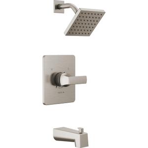 Delta Faucet Velum 14 Series Single-Function Brushed Nickel Tub and Shower Faucet Set, Valve Trim Kit, Shower Handle, Delta Shower Trim Kit, Shower Set, Stainless T14437-SS (Valve Not Included)