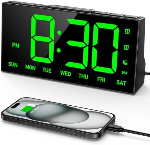GOLOZA Digital Alarm Clocks for Bedrooms, Digital Clock with 4 Level Brightness +Off, Dual Customizable Alarms, USB Port, Power-Off Memory, Snooze, DST, 12/24H, Desk Clock for Kids Adults Elderly