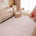 6x9 Vintage Washable Area Rug, Pink | Living Room, Non Slip Boho Carpet, Non-Shedding Kids Rug, Soft Indoor Stain Resistant, Floral Print Mat