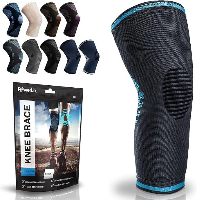 POWERLIX Knee Compression Sleeve - Best Knee Brace for Knee Pain for Men & Women – Knee Support for Running, Basketball, Volleyball, Weightlifting, Gym, Workout, Sports - (Gray XL)