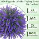 4Pcs Artificial Lavender Topiary Ball for Outdoors, 22" Fake Boxwood Shrubs