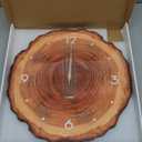 XNM Rustic Large Clock for Kitchen Brown Wood Wall Clocks Battery Operated 16 Inch Analog Annual Ring Wall Clock Non Ticking (MDF No Solid Wood)