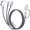 Travel Essentials for Apple Watch Charger,3 in 2 USB C Cable Multi Charging Cable USB C/L for Car,Vacation Camping Essentials iWatch Charger for Ultra/SE/10-1&iPhone 17-12 4FT Grey