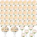 Suncalla 50 Pcs Artificial Peony Flower Bulk 3.5 Inch Silk Peony Flowers Heads with Stems Realistic Fake Roses for DIY Wedding Craft Bridal Bouquets Table Centerpieces Vase Home Decor (Cream)