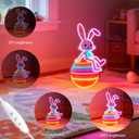 Easter Egg Neon Sign with Bunny - 17.3"x9.4" Easter Decorations LED Neon Light for Wall, USB Powered with 5-Level Dimmer, Spring Rabbit Holiday Decor for Home, Party, Kids Room