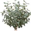 6 Pcs 27" Eucalyptus Stems Greenery Stems Eucalyptus Leaf Spray in Green Silk Plastic Plants Floral Artificial Plants for Home Party Wedding Decoration(Dark Green)