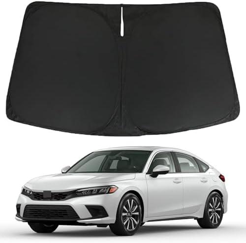 for Honda Civic 2022 2023 2024 2025 Windshield Sun Shade Cover - Custom Fit Honda Civic Sunshade Foldable Front Window Sunshade Sun Visor Protector Block UV Rays Keep Your Car Cooler Car Accessories