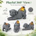 Solar Dog Statue with Butterfly Light, Outdoor Puppy Resin Garden Figurine for Patio Yard Lawn, Pet Memorial Gift for Dog Lovers