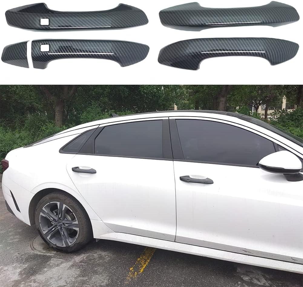 AOKIO ABS Carbon Fiber Style Exterior Door Handle Cover Trim for Kia K5 2020 2021 2022 2023 2024 2025 with Smart Keyhole (Not for Optima 2015-2019)