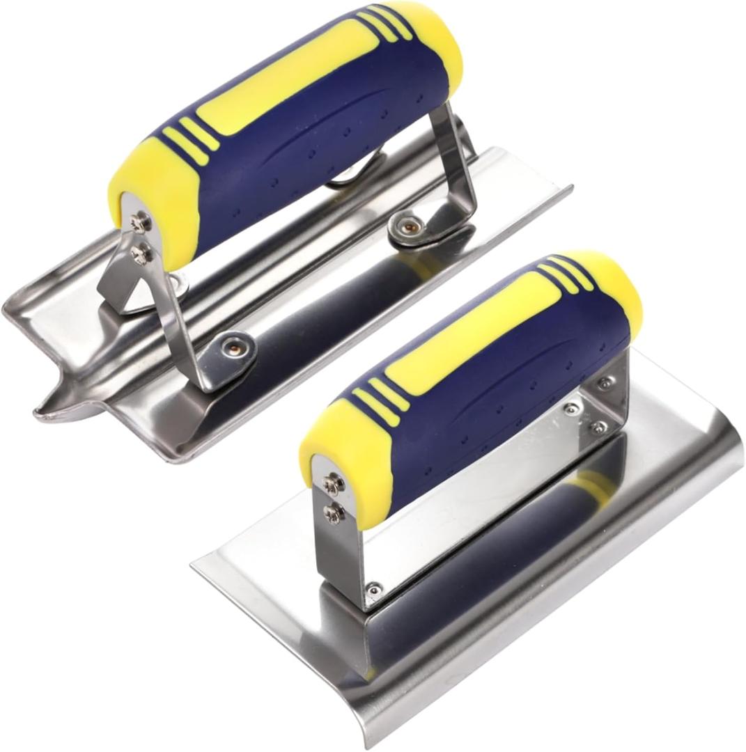 Peohud 2 Pieces Concrete Tool Set, 6" x 3" Stainless Steel Concrete Edger and Groover, Masonry Cement Finishing Kit for Smoothing, Cutting