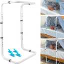 HEPO Blanket Lifter for Feet, Bed Cradle for Foot of Bed Adjustable Height, Blanket Lift Bar for Toes Leg Knee Ankle Post Surgery Recovery Bed Rails, Sheet Raiser Foot Tent for End, Included 4 Clips