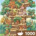 MOMIBOOK Puzzles for Adults 1000 Piece Jigsaw Puzzles of The Wonderful Tree House Expedition, Luminous Painting Image Challenging Hard Impossible Puzzle, Funny Toys & Games Christmas Birthday Gifts (Vertical 1000 Pcs)